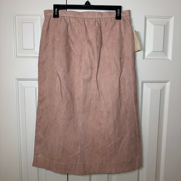 NWT VINTAGE Dana Point Suede Midi Skirt Soft Pink Mauve Western Women’s Size 14 - Picture 1 of 7